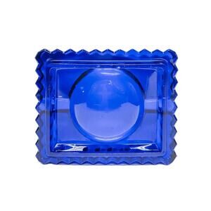 Vintage MCM Cobalt Blue Square Ashtray 2 Slots
